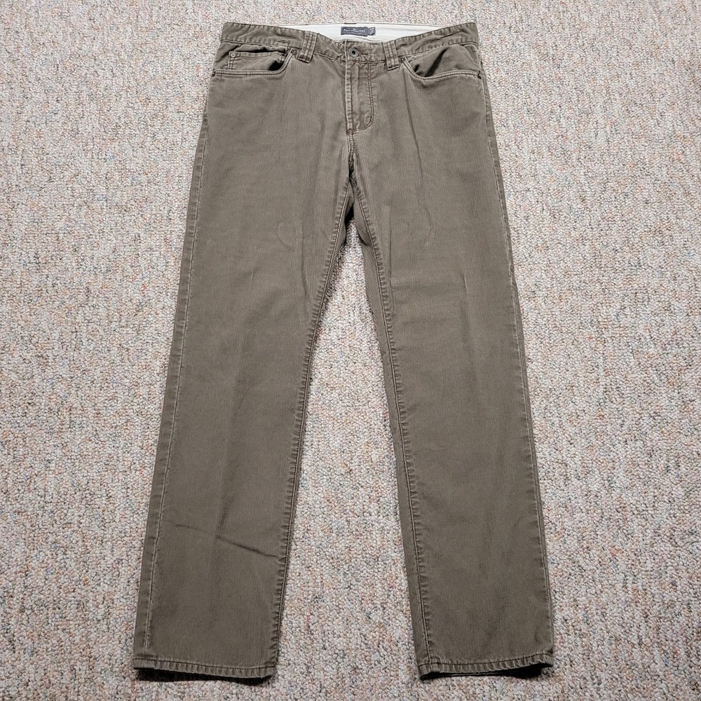 L.L. Bean Signature Pants Mens 34x30 Tan Corduroy  Slim Straight Fit 301738